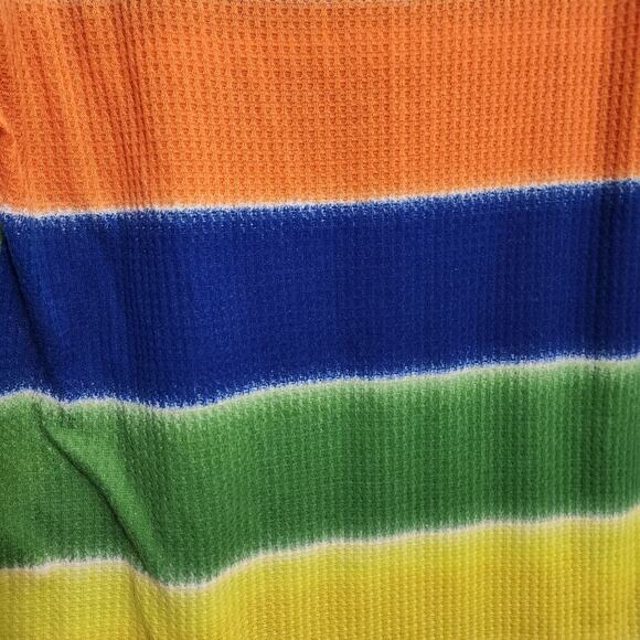 Viamor soft colorful striped waffle knit short sleeve shirt woman's size large - Picture 6 of 6